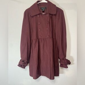 Womens Calvin Klein Wool Blend Pea Coat Purple Size Medium